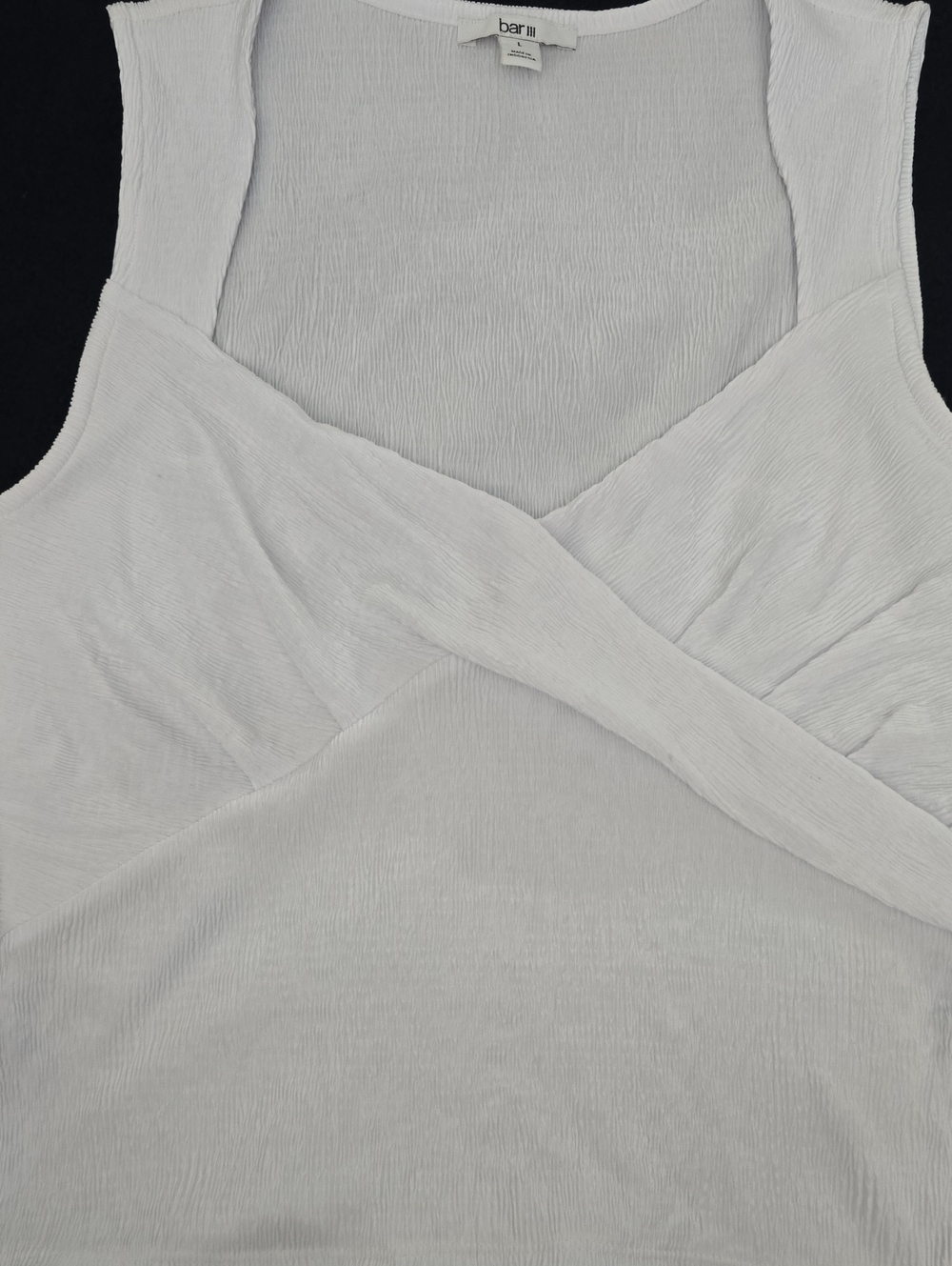 Bar III White Crinkled Wrap-Front Tank Top